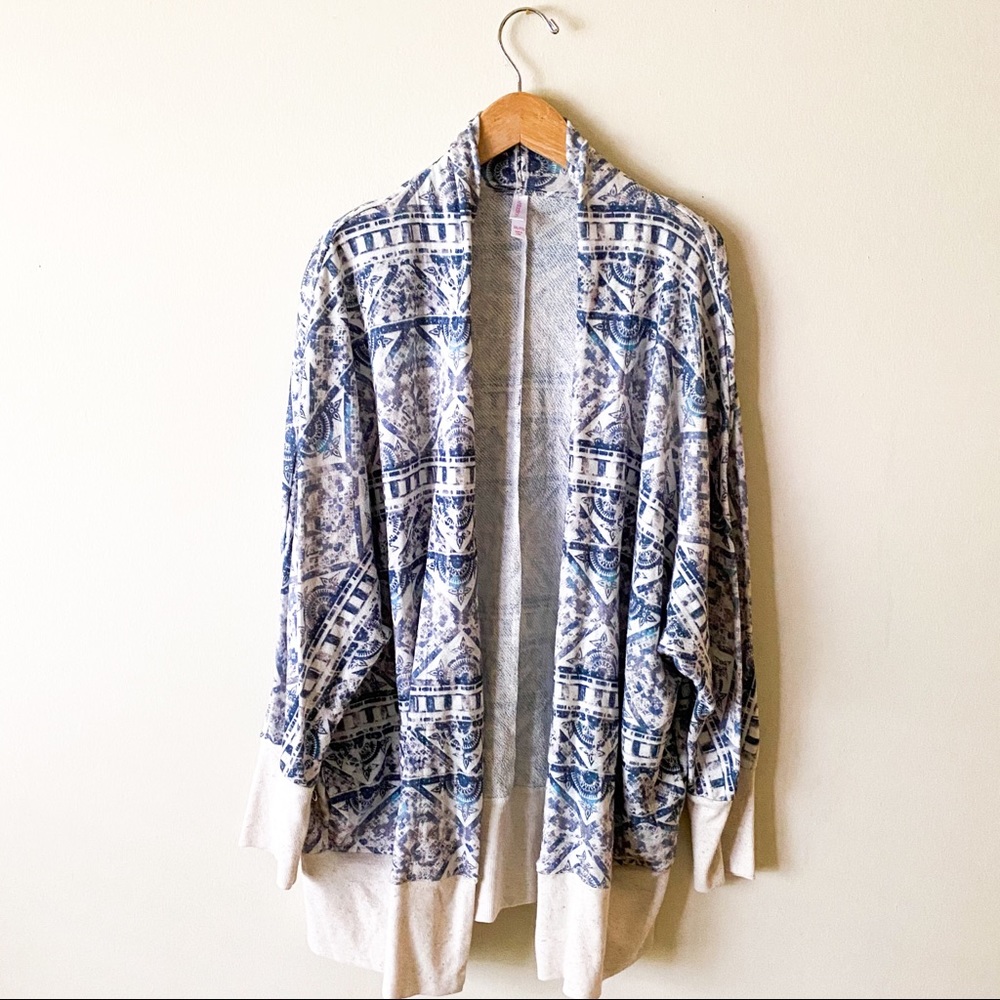 Xhilaration Open Cardigan Blue/Cream Sz XXL